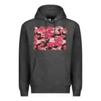 Charcoal Heather pink camouflage background Premium Hoodie - BarkalooDesign