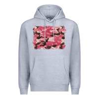 Heather Grey pink camouflage background Premium Hoodie - BarkalooDesign