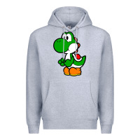 Heather Grey Yoshi Green Premium Hoodie - linhVisuals