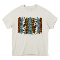 Cream tool leather leopard cowhide backround Heavy Core Tee - RanaPortraitStore