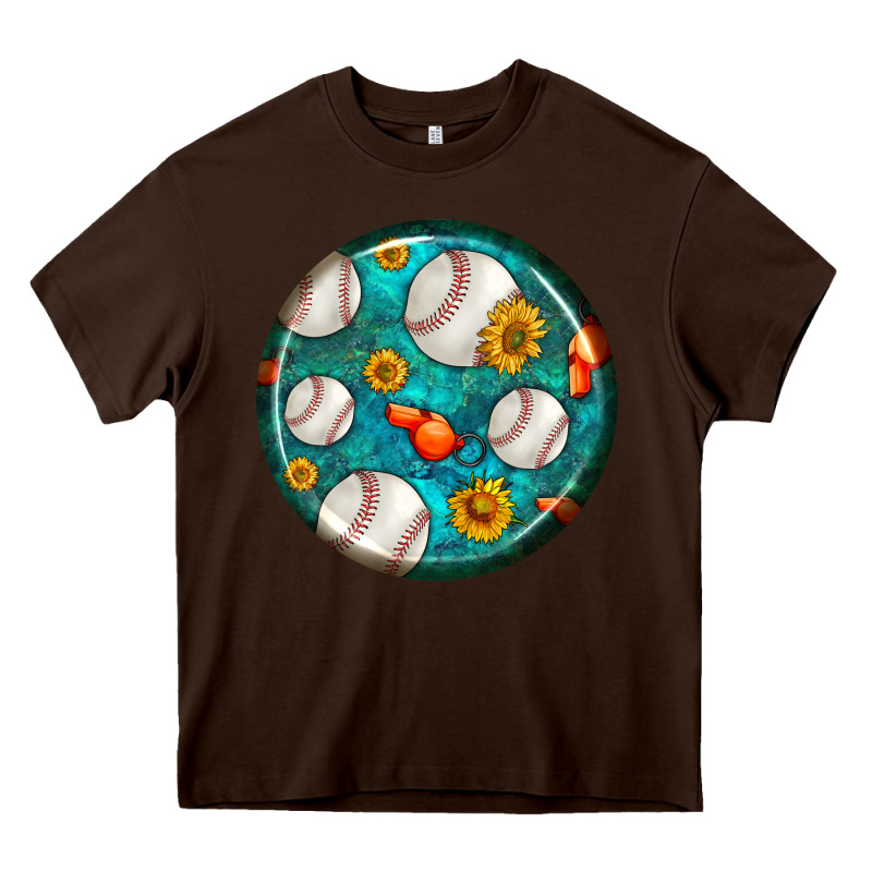 Baseball With Sunflower Round Earrings Heavy Core Tee by BundleAndBundleShop | Teevron