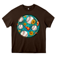 Chocolate Brown baseball with sunflower round earrings Heavy Core Tee - BundleAndBundleShop