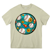 Mossy baseball with sunflower round earrings Heavy Core Tee - BundleAndBundleShop