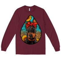 Burgundy doberman Long Sleeve Tee - Artiststas