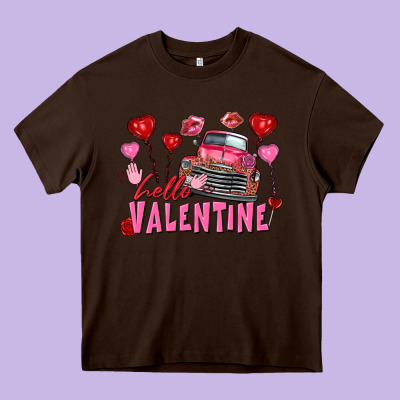 Hello Valentine Valentine's Day Truck Heavy Core Tee Designed By Fadigitalartstudio