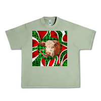 Oil Green christmas hereford cow face Urban Heavy Tee - LillyAllenDesigns