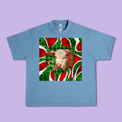 Christmas Hereford Cow Face Urban Heavy Tee Designed By Lillyallendesigns