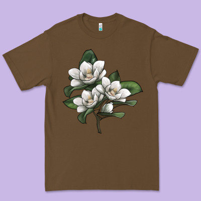 Magnolia Flower Illustration Premium Tee Designed By Lillyallendesigns