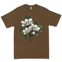Cacao Magnolia Flower Illustration Premium Tee - LillyAllenDesigns