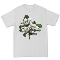 Dove Grey Magnolia Flower Illustration Premium Tee - LillyAllenDesigns