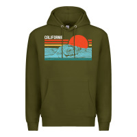 Army Green vintage california wave surf retro 80s california beach surfing Premium Hoodie - linhVisuals
