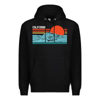 Black vintage california wave surf retro 80s california beach surfing Premium Hoodie - linhVisuals