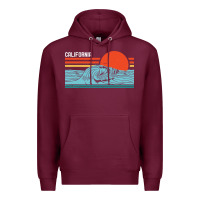 Burgundy vintage california wave surf retro 80s california beach surfing Premium Hoodie - linhVisuals