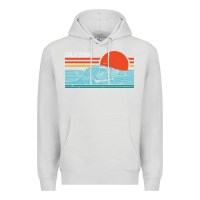 Dove Grey vintage california wave surf retro 80s california beach surfing Premium Hoodie - linhVisuals