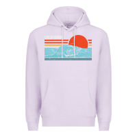 Lilac vintage california wave surf retro 80s california beach surfing Premium Hoodie - linhVisuals