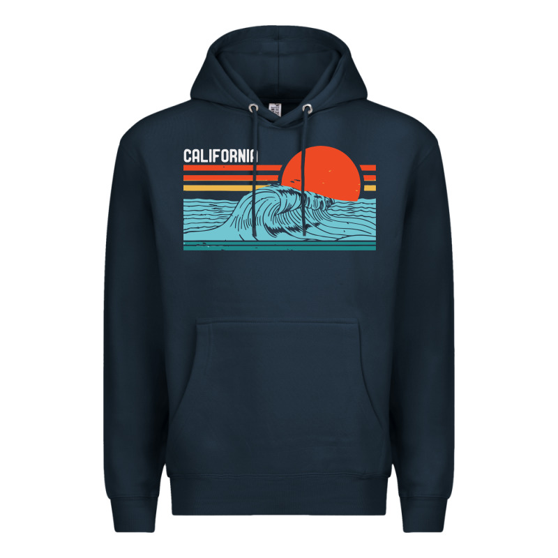 Vintage California Wave Surf Retro 80s California Beach Surfing Premium Hoodie by linhVisuals | Teevron