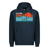 Navy vintage california wave surf retro 80s california beach surfing Premium Hoodie - linhVisuals