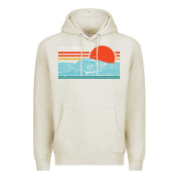 Oatmeal Heather vintage california wave surf retro 80s california beach surfing Premium Hoodie - linhVisuals