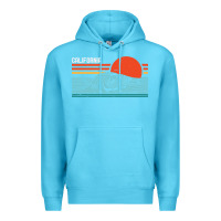 Ocean Blue vintage california wave surf retro 80s california beach surfing Premium Hoodie - linhVisuals