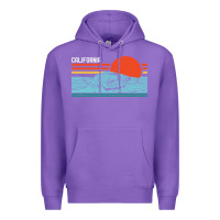 Purple vintage california wave surf retro 80s california beach surfing Premium Hoodie - linhVisuals