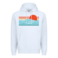 White vintage california wave surf retro 80s california beach surfing Premium Hoodie - linhVisuals