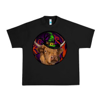 Black halloween highland cow round Urban Heavy Tee - RanaPortraitStore