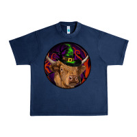Navy halloween highland cow round Urban Heavy Tee - RanaPortraitStore