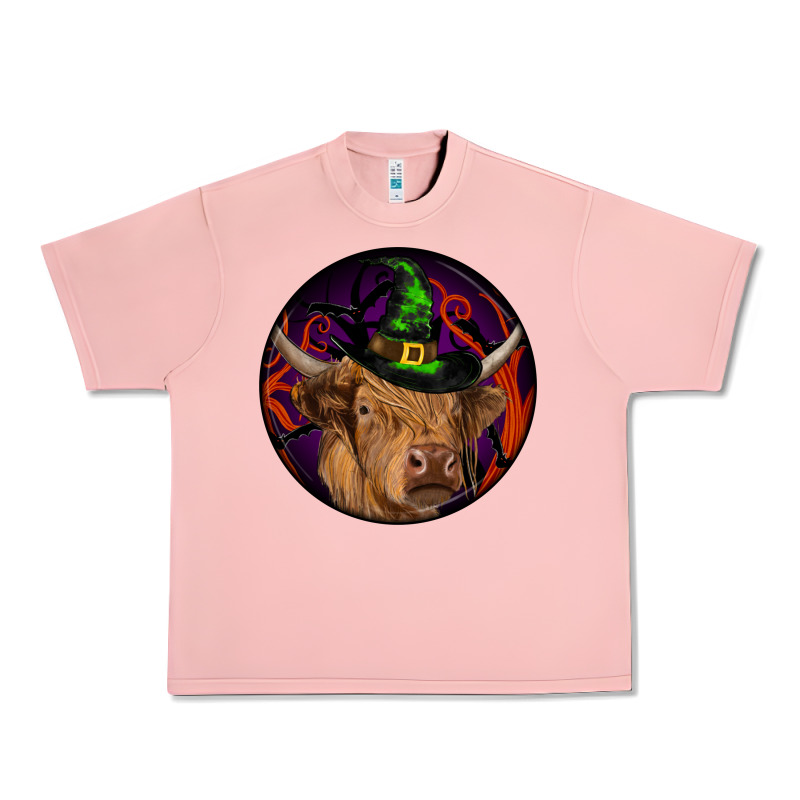 Halloween Highland Cow Round Urban Heavy Tee by RanaPortraitStore | Teevron