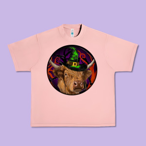 Halloween Highland Cow Round Urban Heavy Tee Designed By Ranaportraitstore