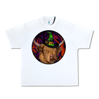 White halloween highland cow round Urban Heavy Tee - RanaPortraitStore