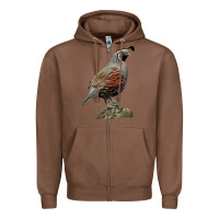 Chestnut California Quail Bird Zipper Hoodie - RanaPortraitStore