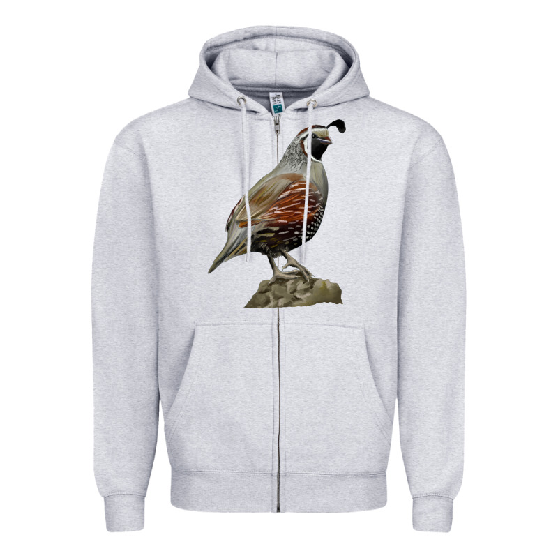 California Quail Bird Zipper Hoodie by RanaPortraitStore | Teevron
