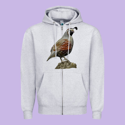 California Quail Bird Zipper Hoodie Designed By Ranaportraitstore