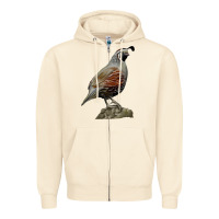 Sandshell California Quail Bird Zipper Hoodie - RanaPortraitStore