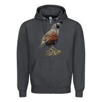 Smoke California Quail Bird Zipper Hoodie - RanaPortraitStore