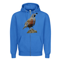 True Royal California Quail Bird Zipper Hoodie - RanaPortraitStore