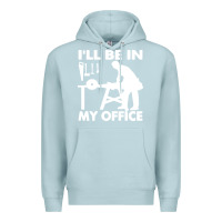 Blue Mist i'll be in my office carpenter woodworking Premium Hoodie - linhVisuals