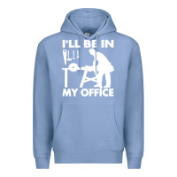 Colony Blue i'll be in my office carpenter woodworking Premium Hoodie - linhVisuals