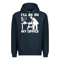 Navy i'll be in my office carpenter woodworking Premium Hoodie - linhVisuals