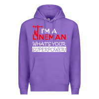 Purple im a lineman whats your superpower Premium Hoodie - linhVisuals