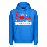 True Royal im a lineman whats your superpower Premium Hoodie - linhVisuals