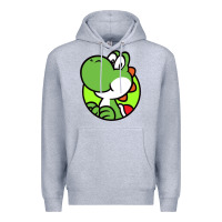 Heather Grey Cartoon Yoshi Premium Hoodie - linhVisuals