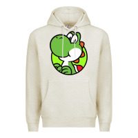 Oatmeal Heather Cartoon Yoshi Premium Hoodie - linhVisuals