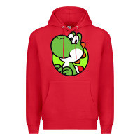 Red Cartoon Yoshi Premium Hoodie - linhVisuals
