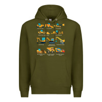 Army Green construction excavator vehicle boys builder heavy equipment t shirt Premium Hoodie - linhVisuals