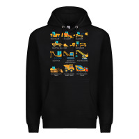 Black construction excavator vehicle boys builder heavy equipment t shirt Premium Hoodie - linhVisuals