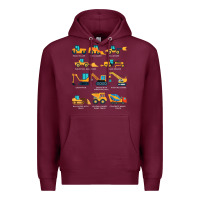 Burgundy construction excavator vehicle boys builder heavy equipment t shirt Premium Hoodie - linhVisuals