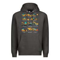 Charcoal Heather construction excavator vehicle boys builder heavy equipment t shirt Premium Hoodie - linhVisuals