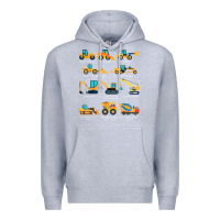 Heather Grey construction excavator vehicle boys builder heavy equipment t shirt Premium Hoodie - linhVisuals