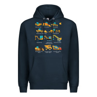 Navy construction excavator vehicle boys builder heavy equipment t shirt Premium Hoodie - linhVisuals